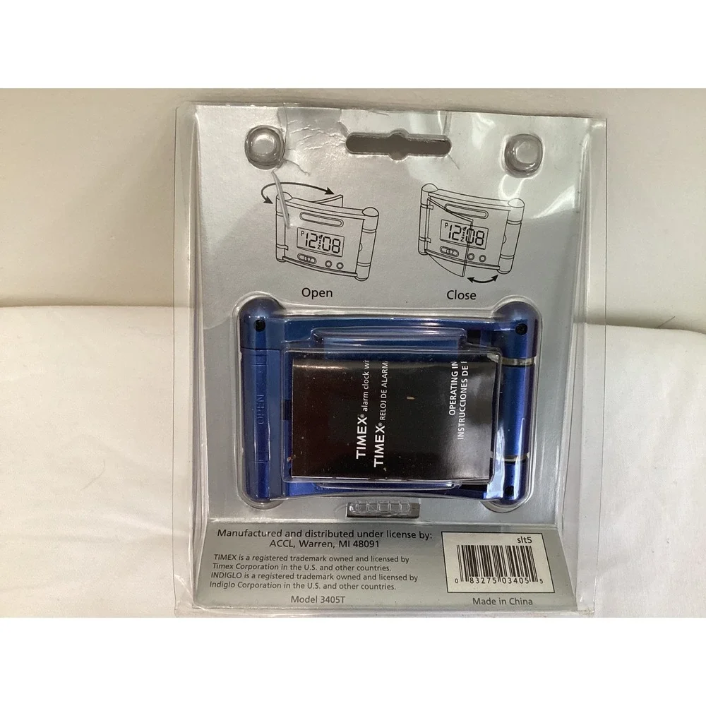 Vintage Timex Indiglo Travel Alarm Clock Blue Digital Model 3405T New NIP
